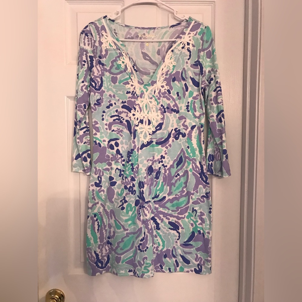 Perfect Pastel Lilly Pulitzer Dress in Purple & Green with Gorgeous Detail! XS